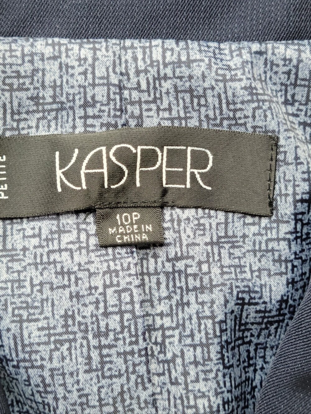 Kasper Blazer Size 10P Petite Navy Blue Button Flap Pockets 3 Button Lined - Picture 5 of 10